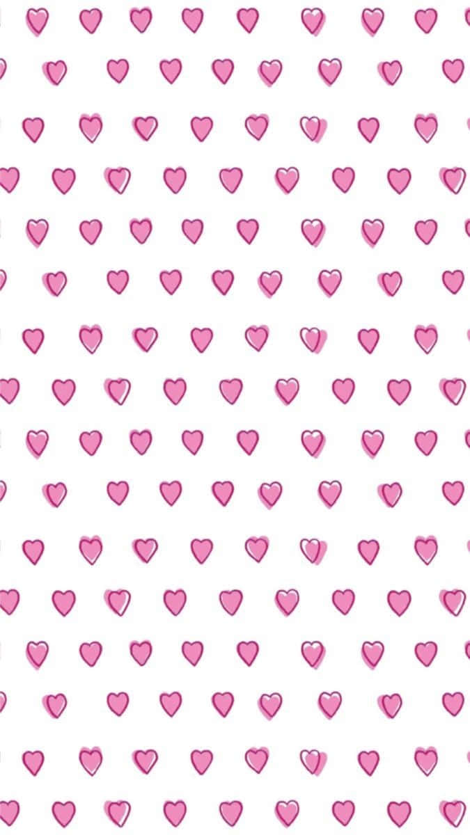 pink hearts, soft outlines, neat rows, SD Phone Wallpaper
