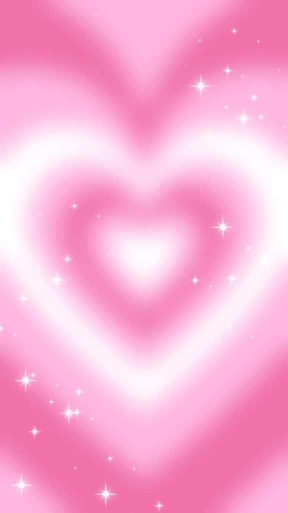 Pink Heart Aura Background, soft pink gradient, glowing concentric heart shapes, SD Phone Wallpaper