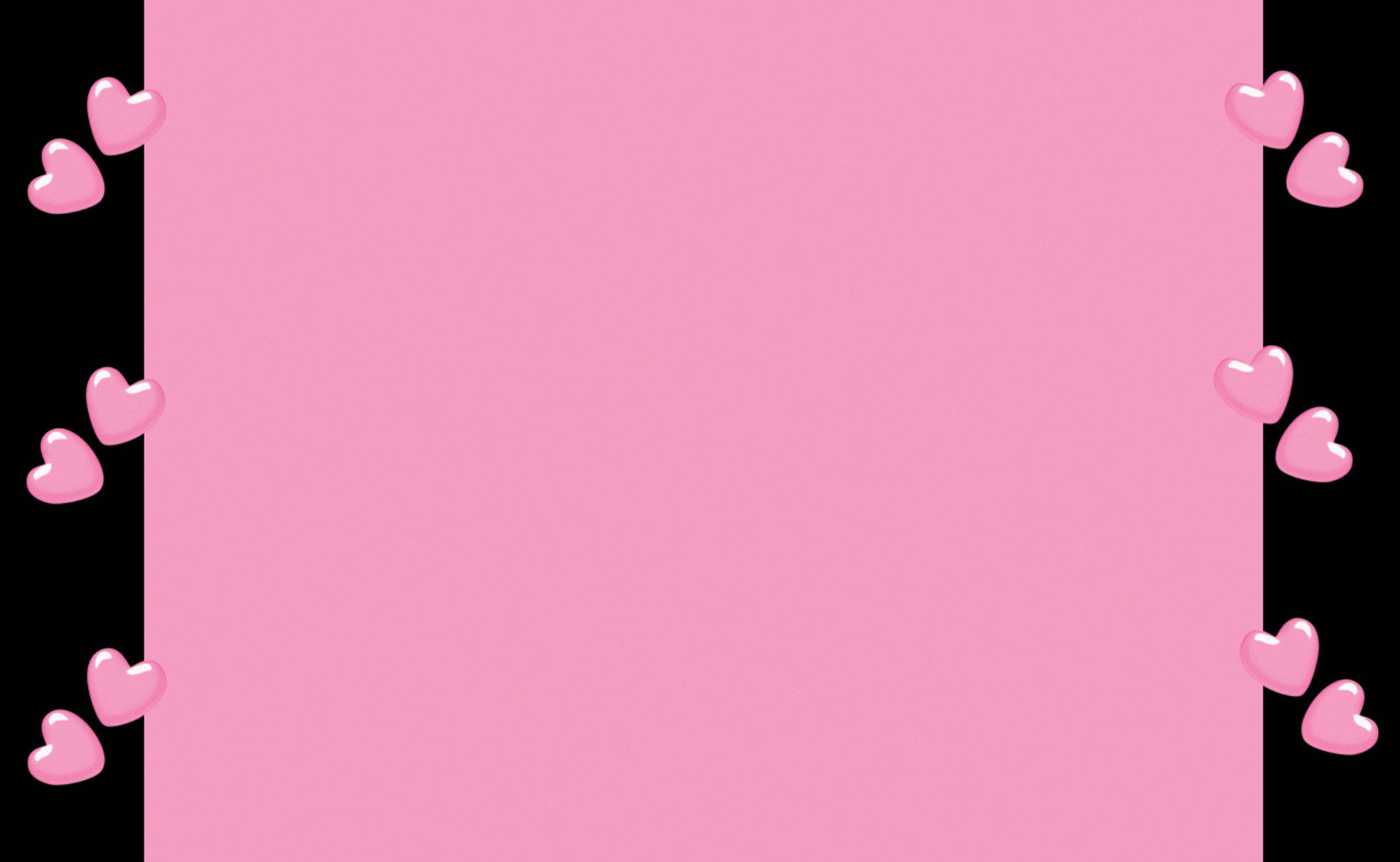 pink background, glossy pink hearts, black vertical borders, Full HD Desktop Wallpaper
