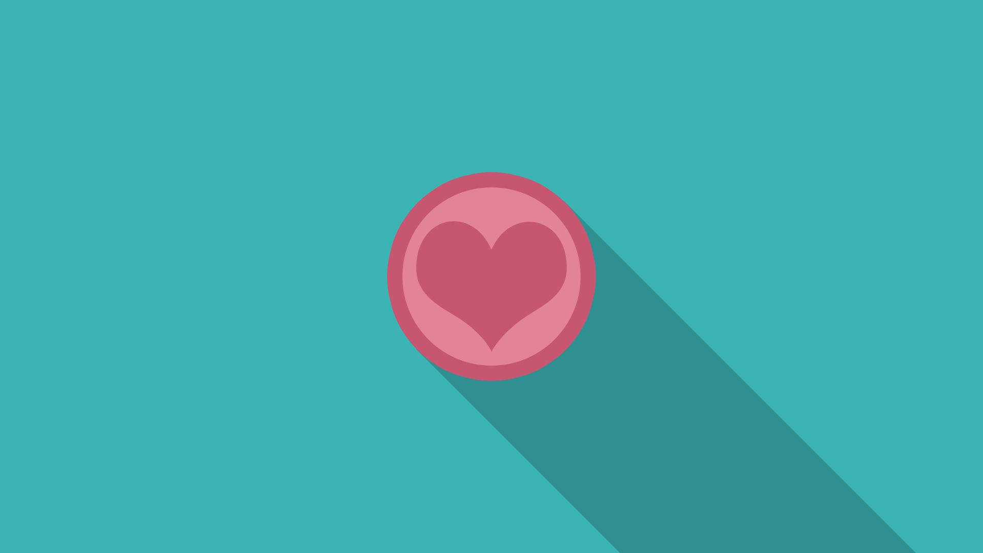 pink heart icon, circle, long shadow, Full HD Desktop Wallpaper