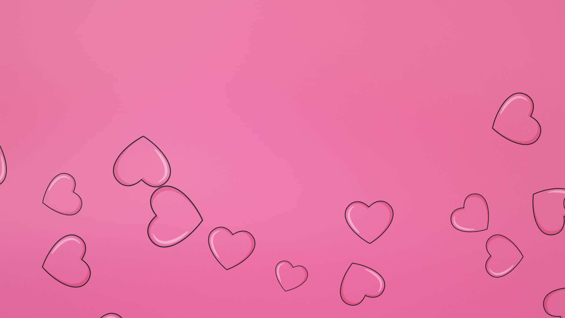 Pink Hearts Background, soft pink background, outlined glossy hearts, Full HD Desktop Wallpaper