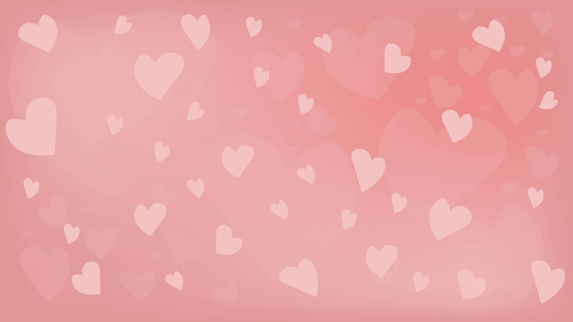 Blushing Hearts Background, soft gradient pink, scattered white hearts, Full HD Desktop Wallpaper