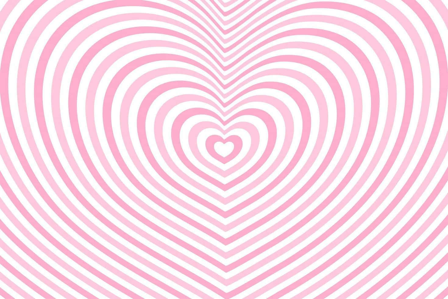 concentric pink hearts pattern, pink and white heart-shaped stripes, central heart, HD Desktop Wallpaper