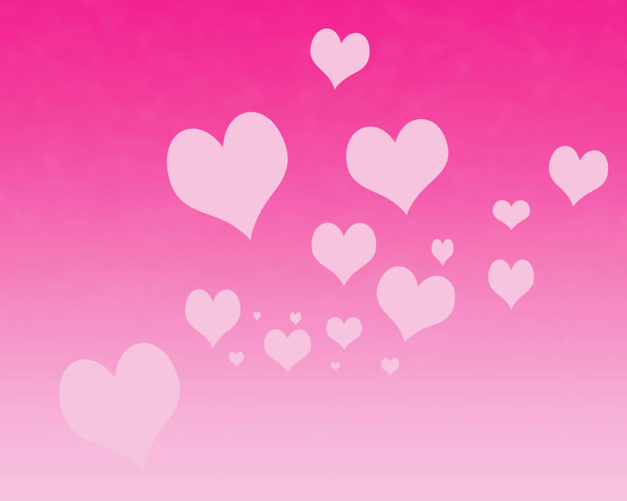 pink hearts, gradient pink background, floating white hearts, HD Desktop Wallpaper