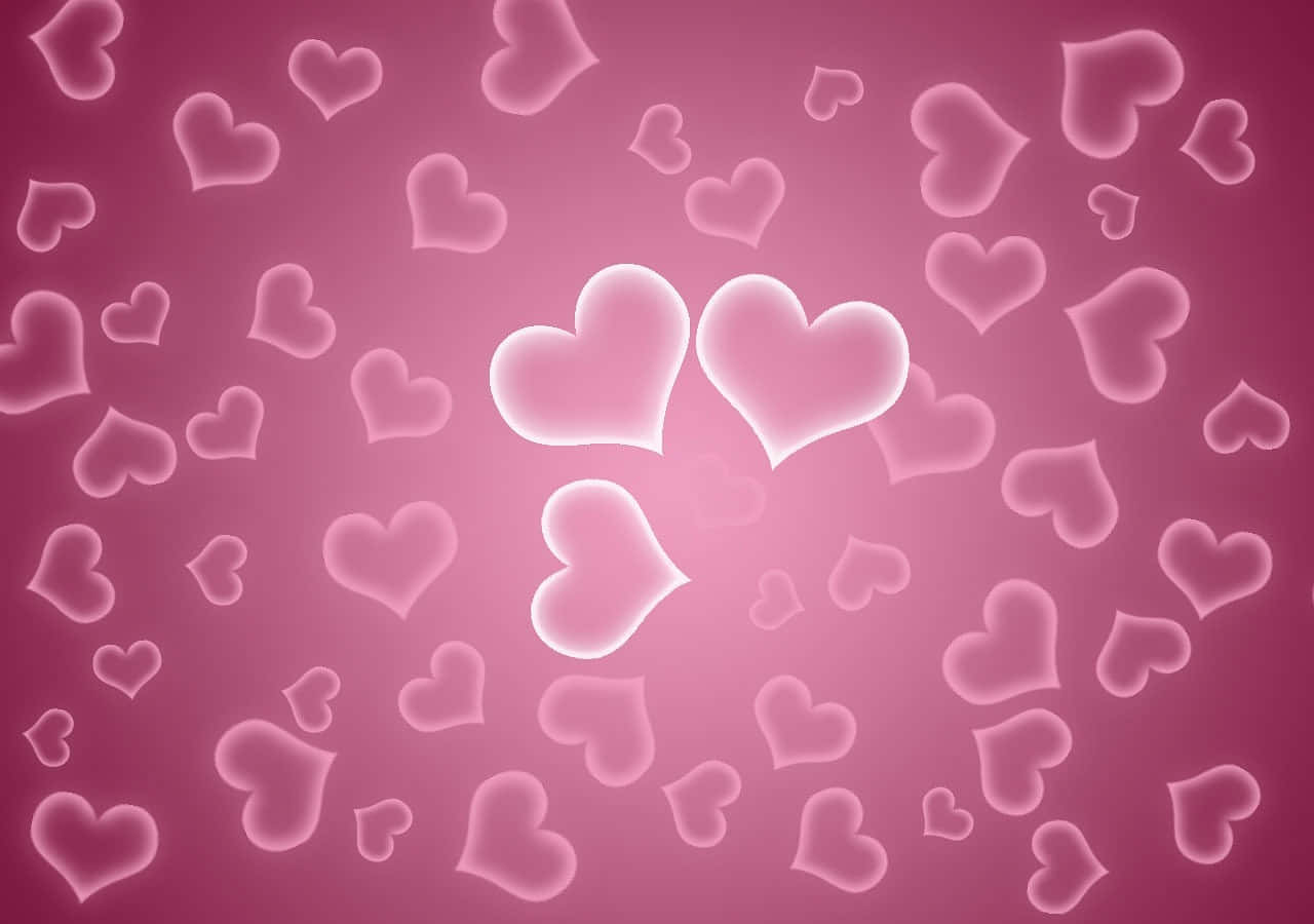 Pink Hearts Background, soft pink gradient, glowing translucent hearts, HD Desktop Wallpaper