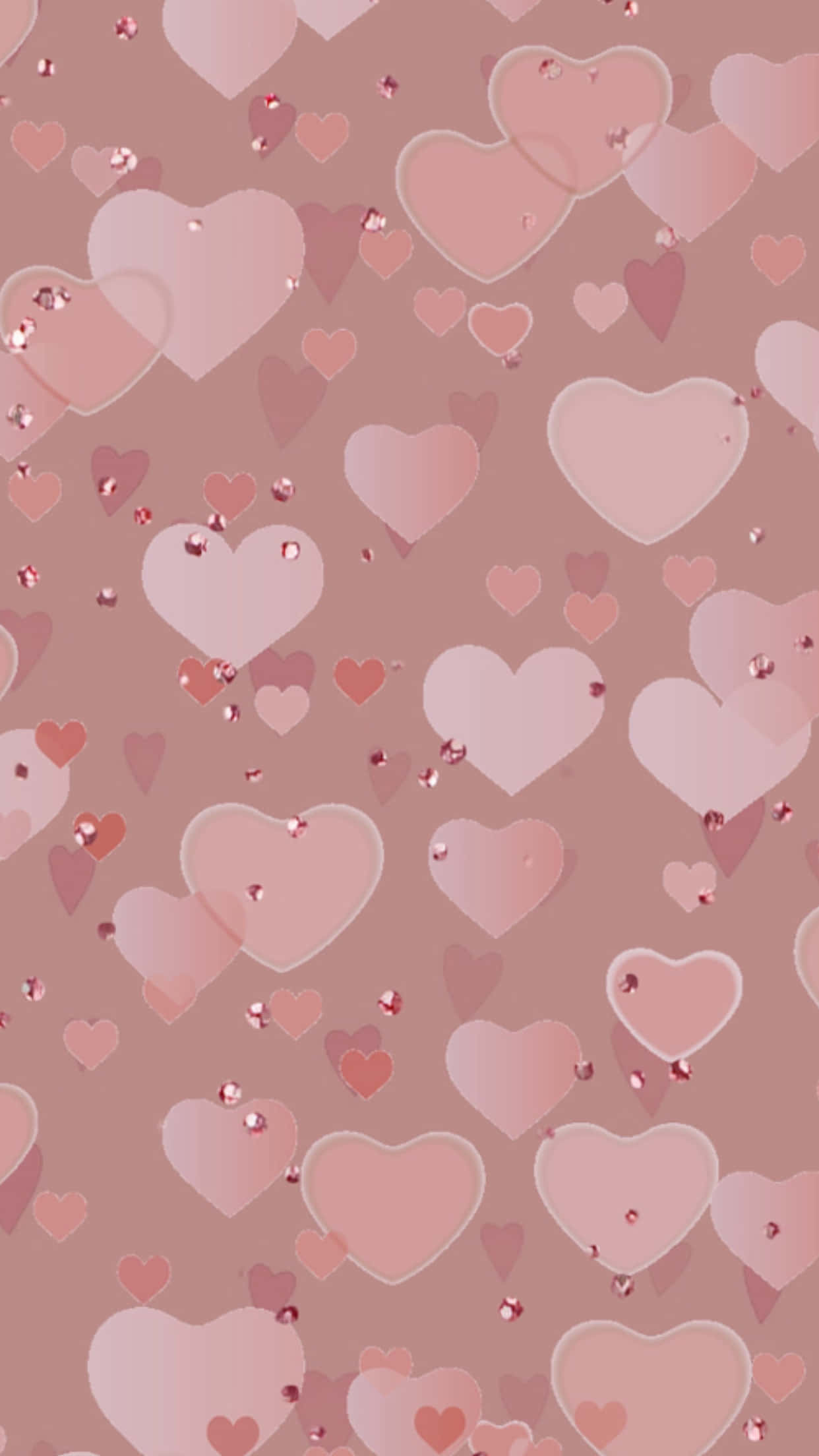 Pink Heart iPhone, soft pink, layered translucent hearts, Full HD Phone Wallpaper