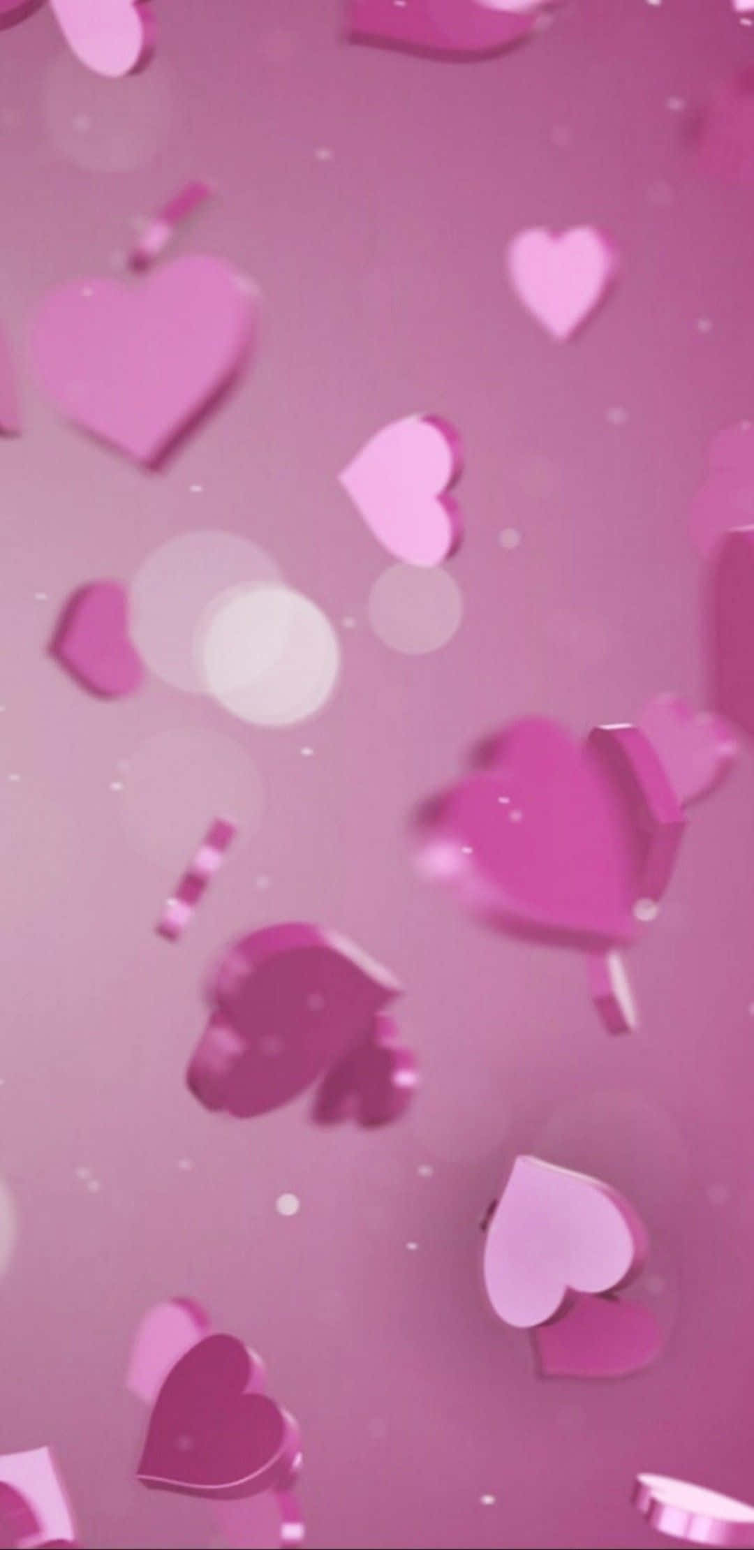 Pink Heart iPhone, shiny pink hearts, soft gradient background, Full HD Phone Wallpaper