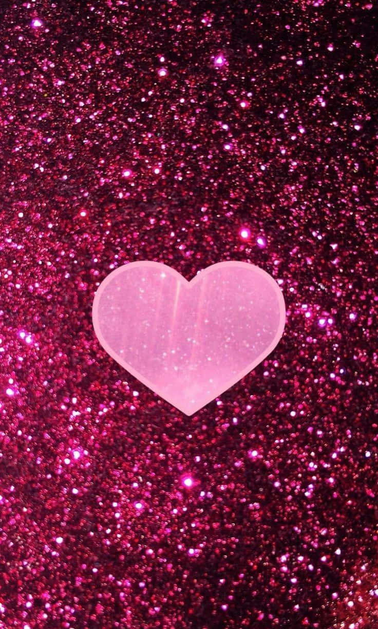 glitter pink hearts, translucent pink heart, magenta glitter, SD Phone Wallpaper