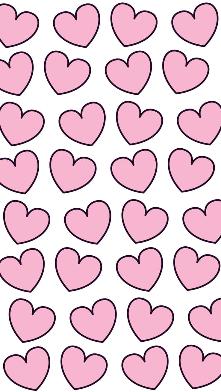 pink hearts, white background, repeating pattern, HD Phone Wallpaper