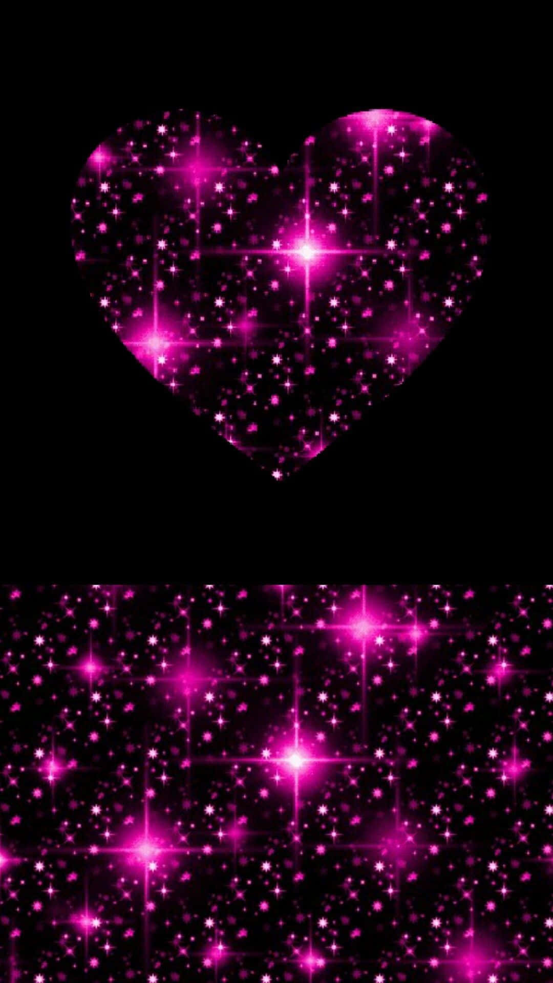 Pink Heart iPhone, sparkling stars, glittering cosmic field, Full HD Phone Wallpaper