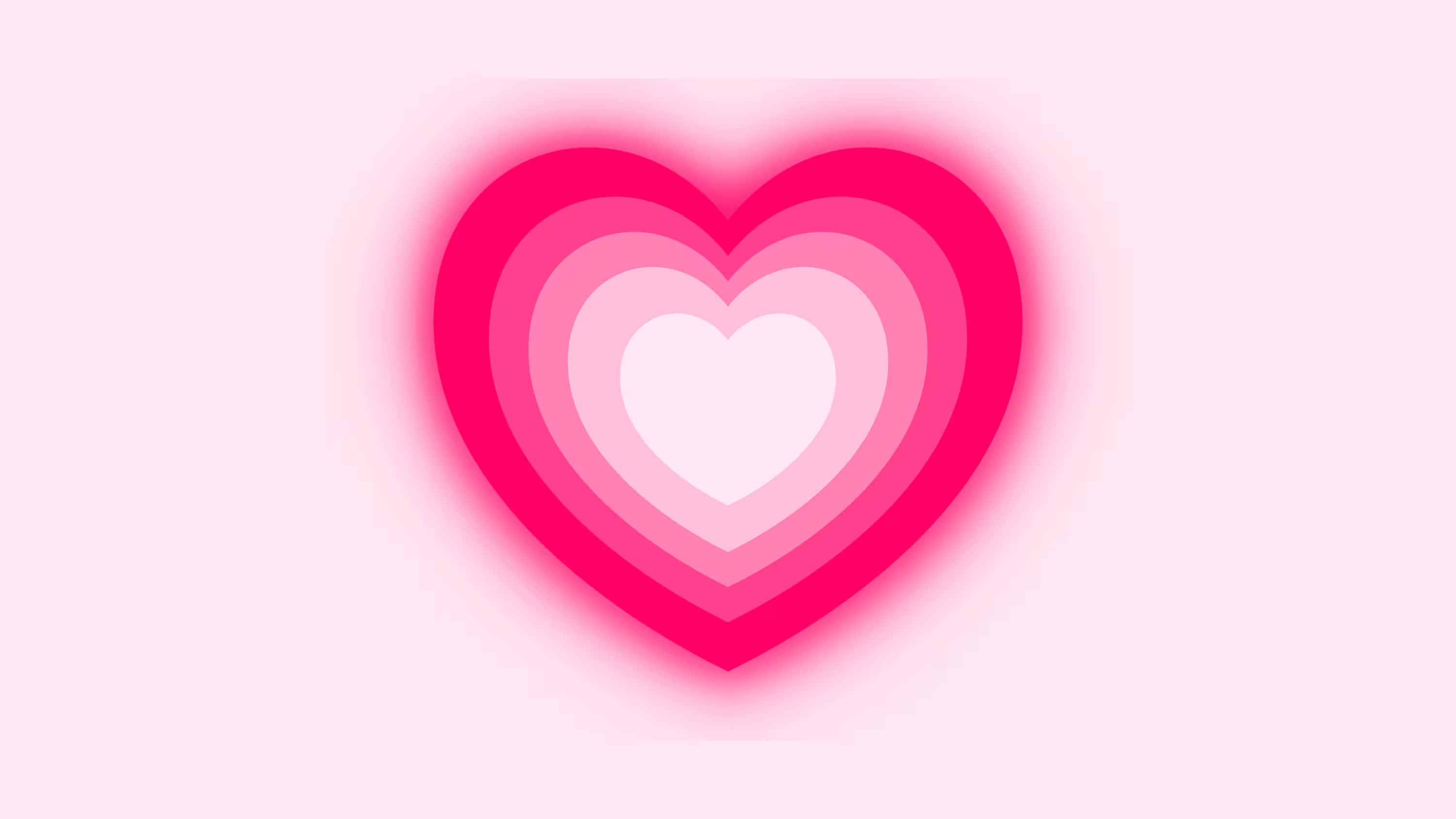 concentric hearts, vibrant pink tones, pale pink background, 2K Desktop Wallpaper
