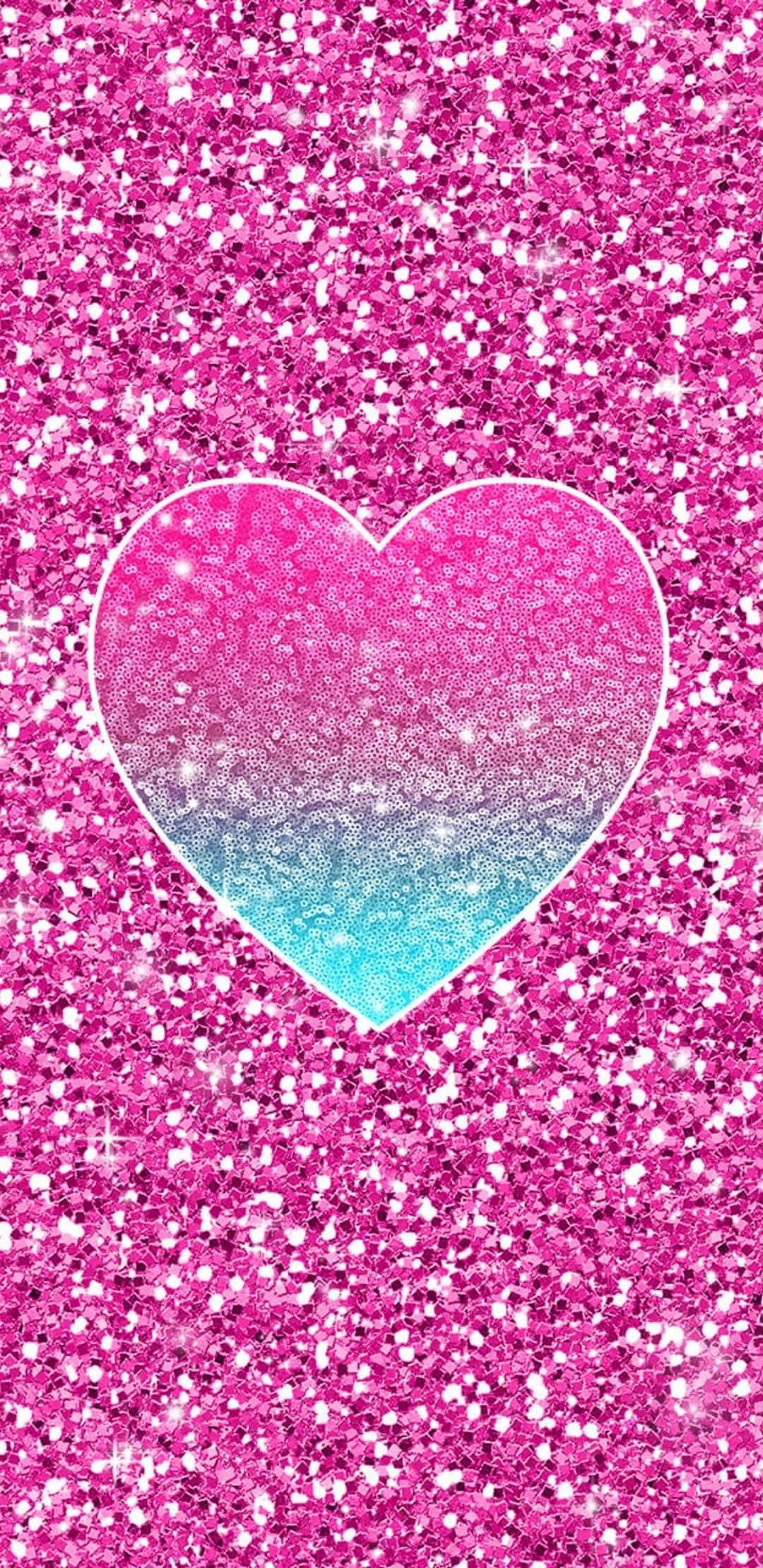 glitter pink hearts, gradient, pink to blue gradient, Full HD Phone Wallpaper