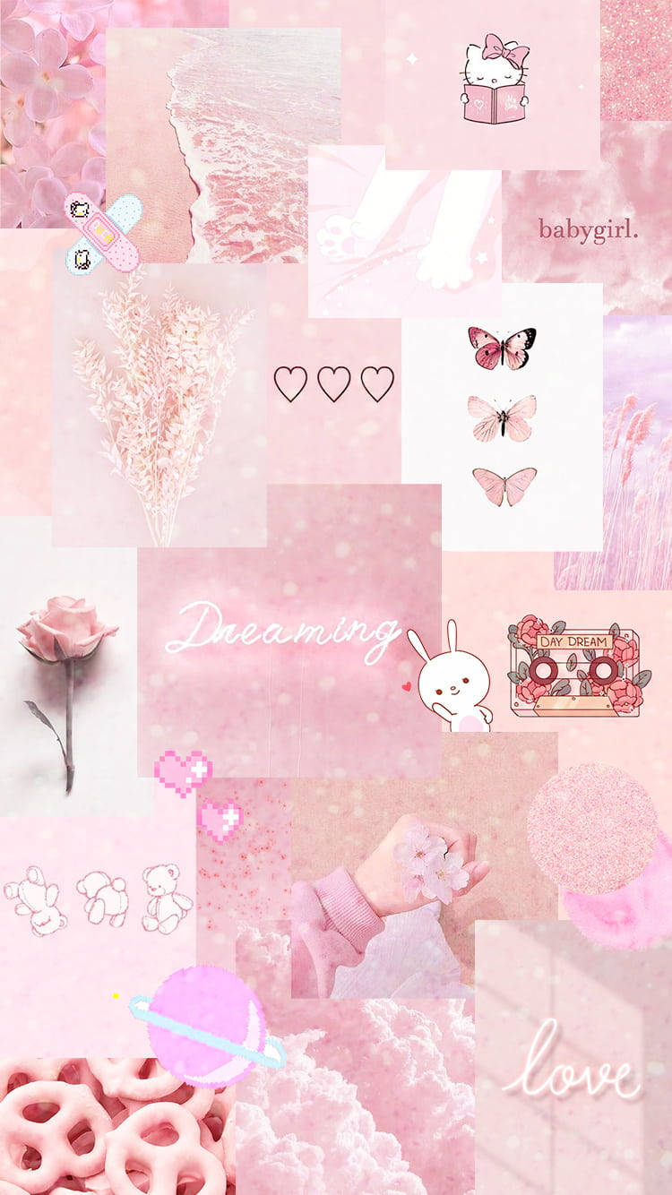 Pink Hello Kitty, butterflies, roses, HD Phone Wallpaper