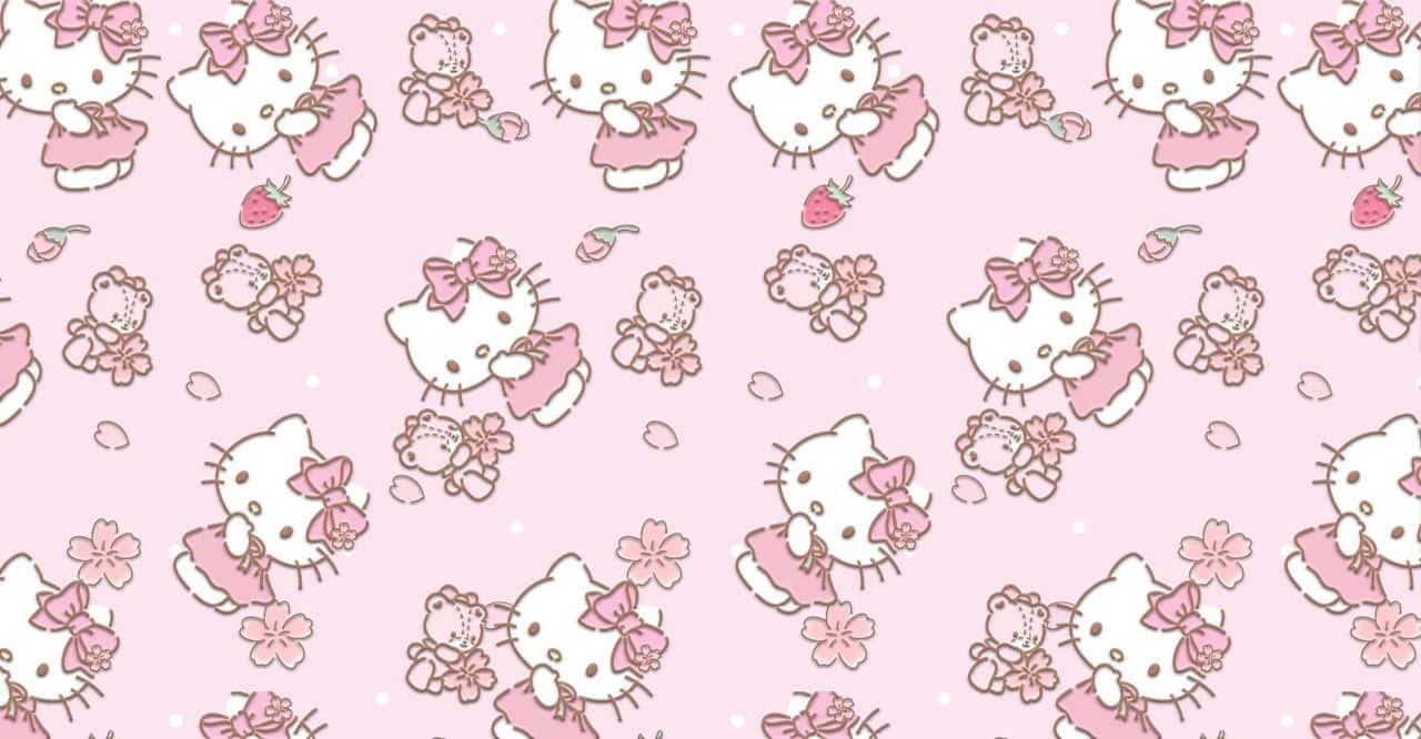 Hello Kitty, pink dress, strawberry, HD Desktop Wallpaper