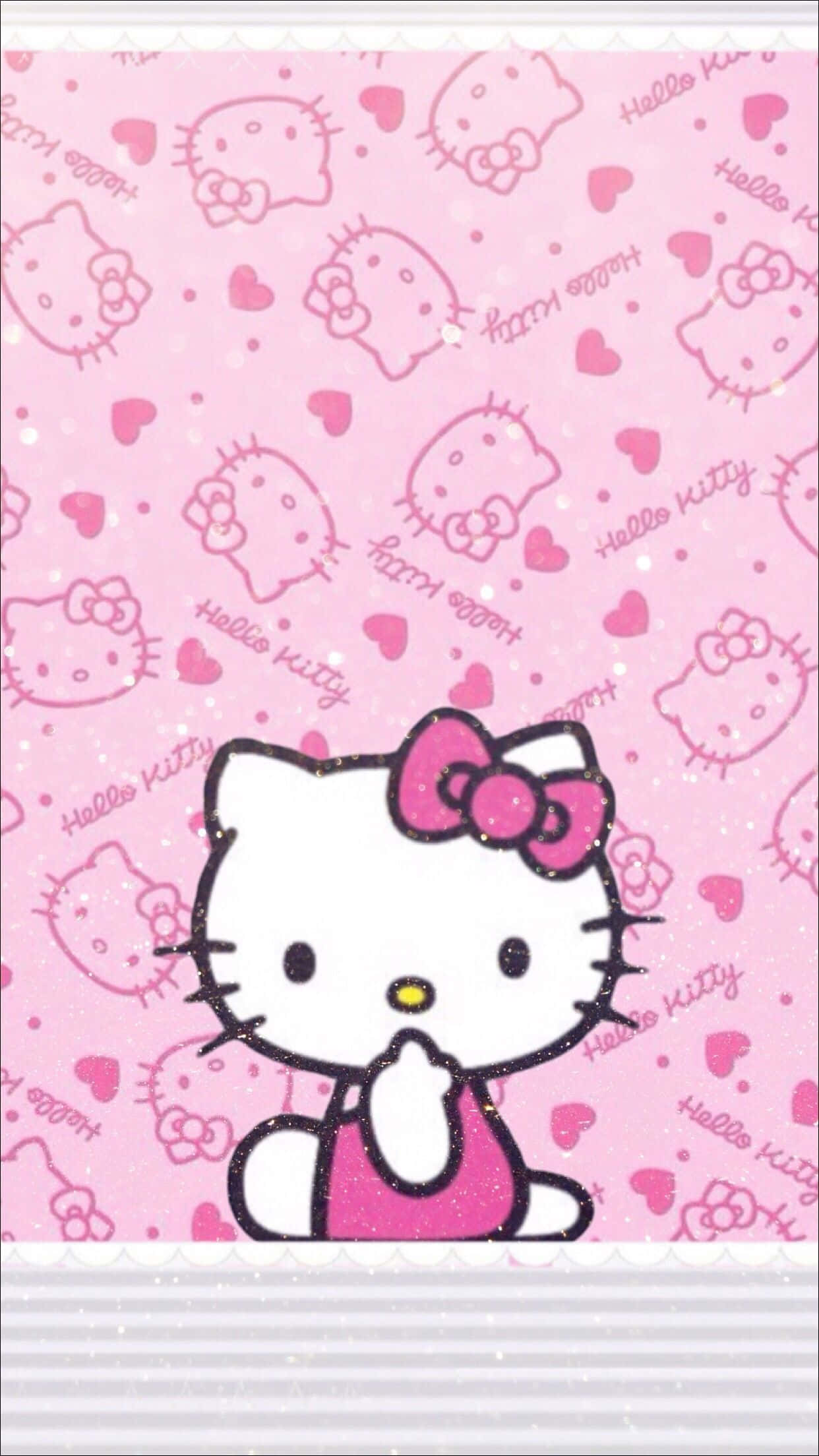 Hello Kitty, pink dress, glitter bow, Full HD Phone Wallpaper