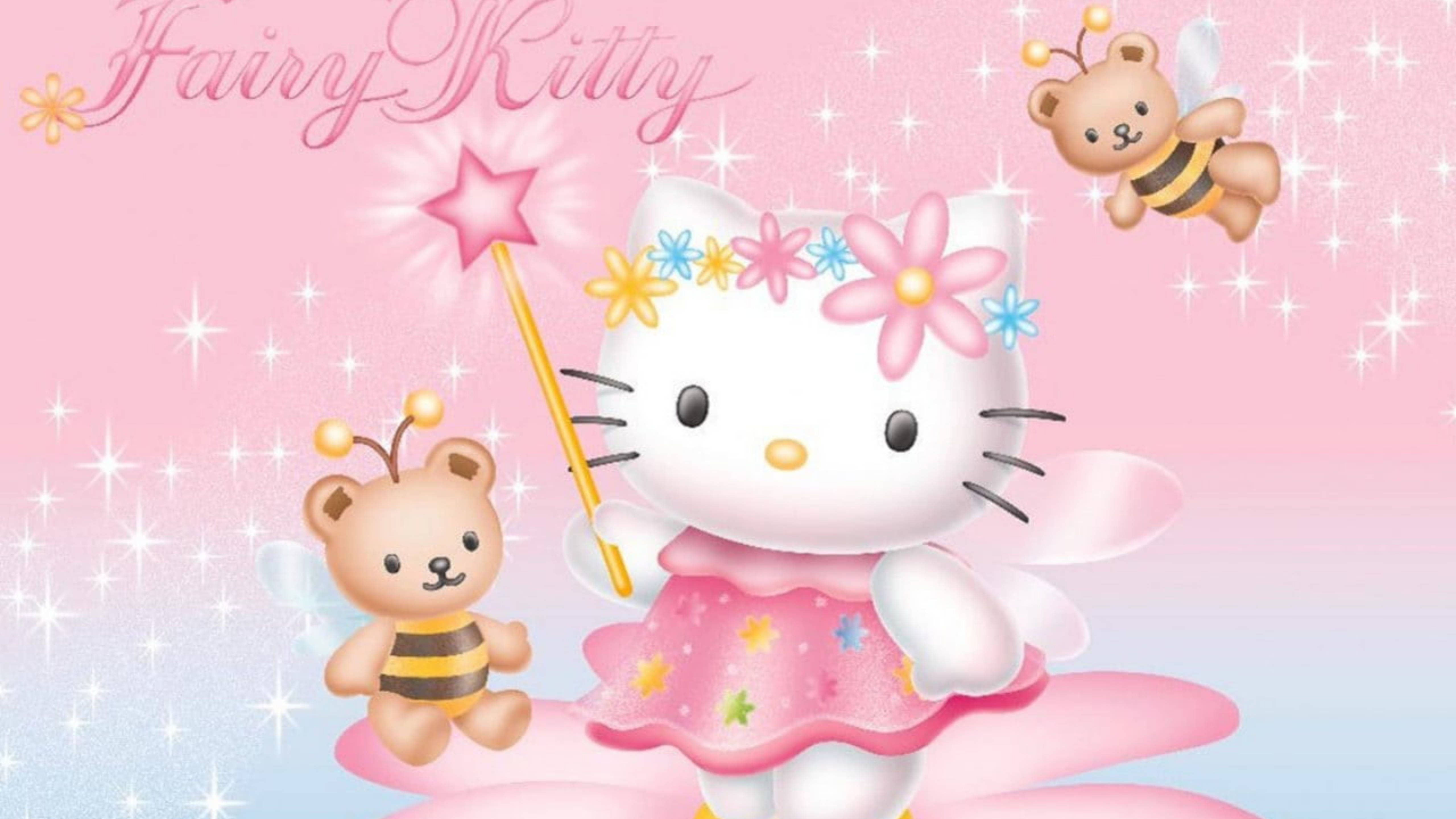 Hello Kitty, pink dress, star wand, 5K Desktop Wallpaper