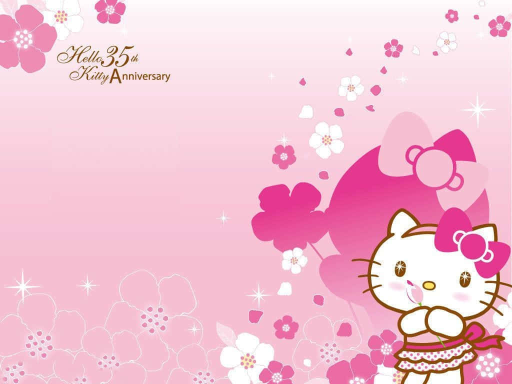 Hello Kitty, 35th anniversary, pink, SD Desktop Wallpaper