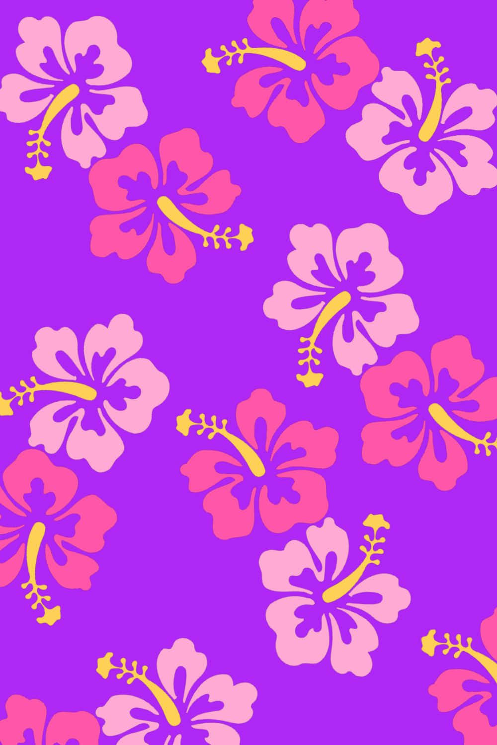 Tropical Hibiscus Pattern, purple background, pink hibiscus flowers, HD Phone Wallpaper