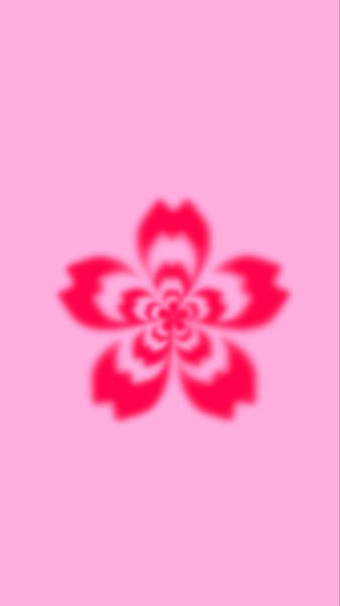 Pink Hibiscus, soft pink background, blurred red and white stylized flower, SD Phone Wallpaper