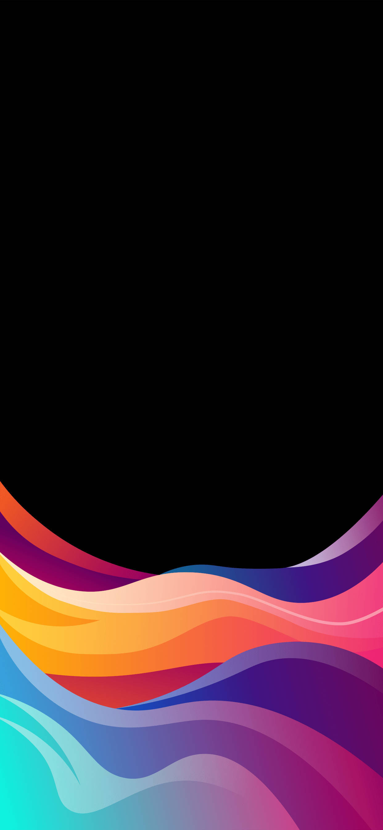 Pink iPhone Xr, black background, vibrant wavy rainbow colors, 2K Phone Wallpaper