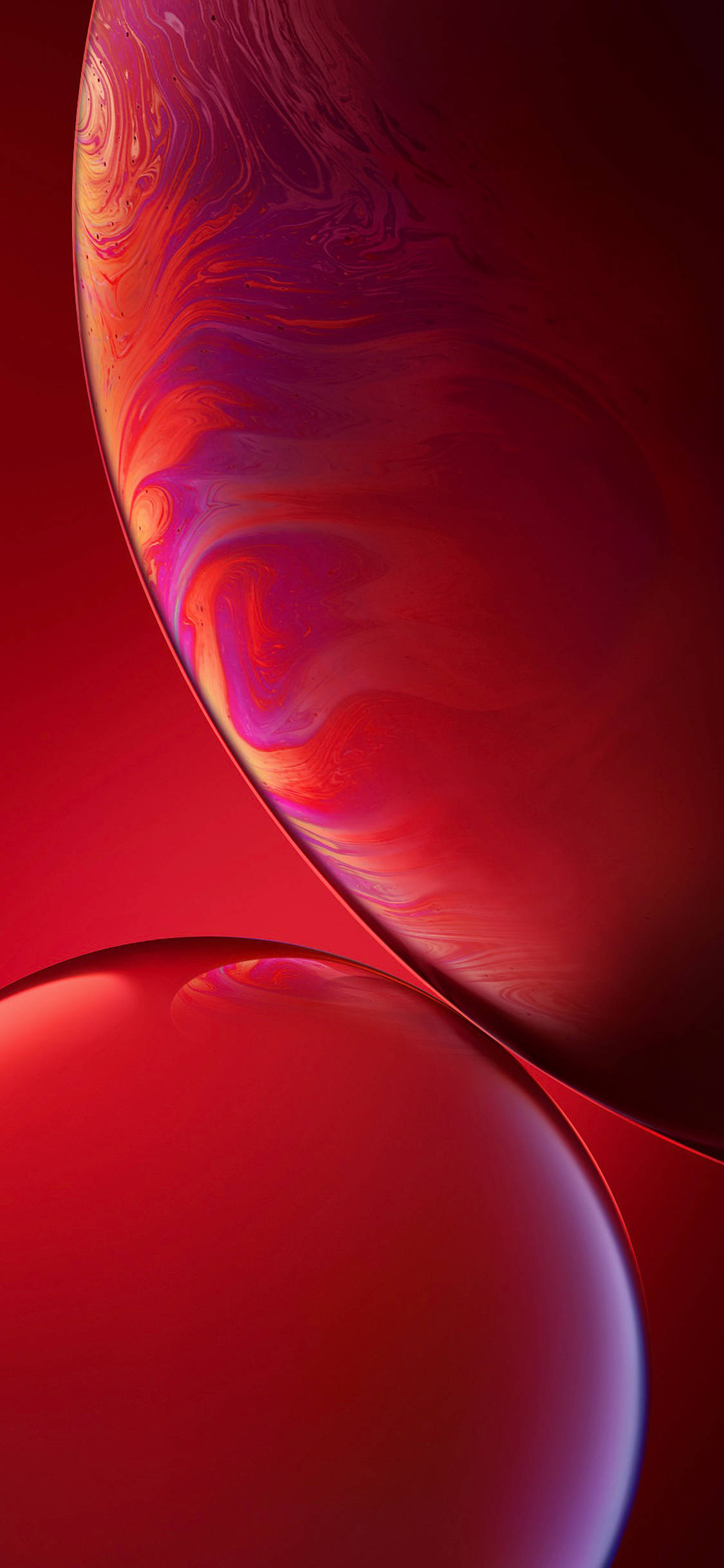 Pink iPhone Xr, glossy spheres, swirling red purple and orange hues, Full HD Phone Wallpaper