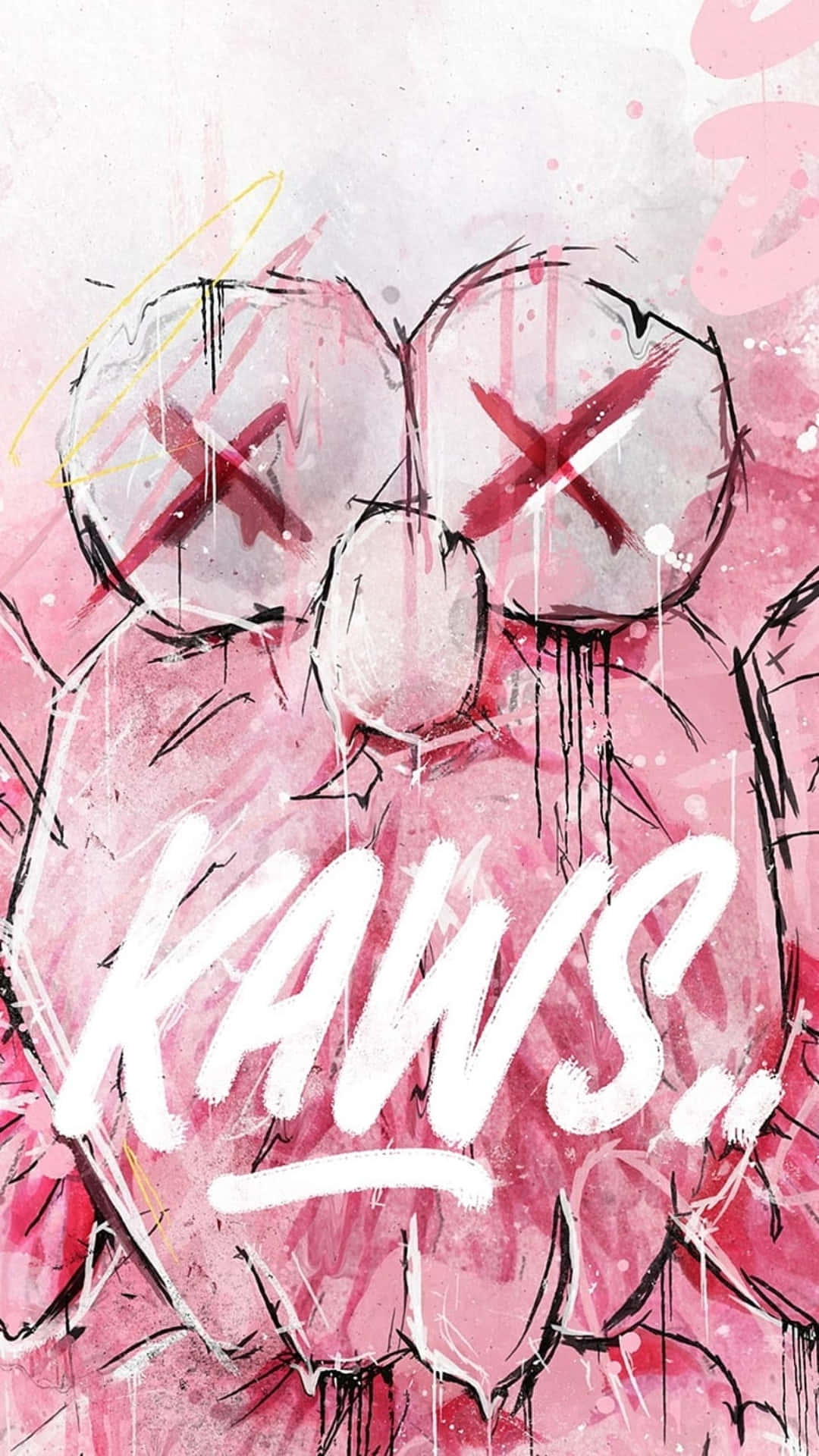 Pink Kaws, KAWS character, X eyes, Full HD Phone Wallpaper