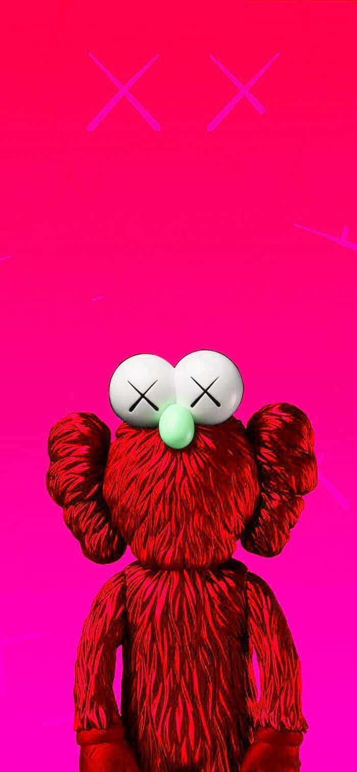 Pink Kaws, X'd eyes, green nose, HD Phone Wallpaper