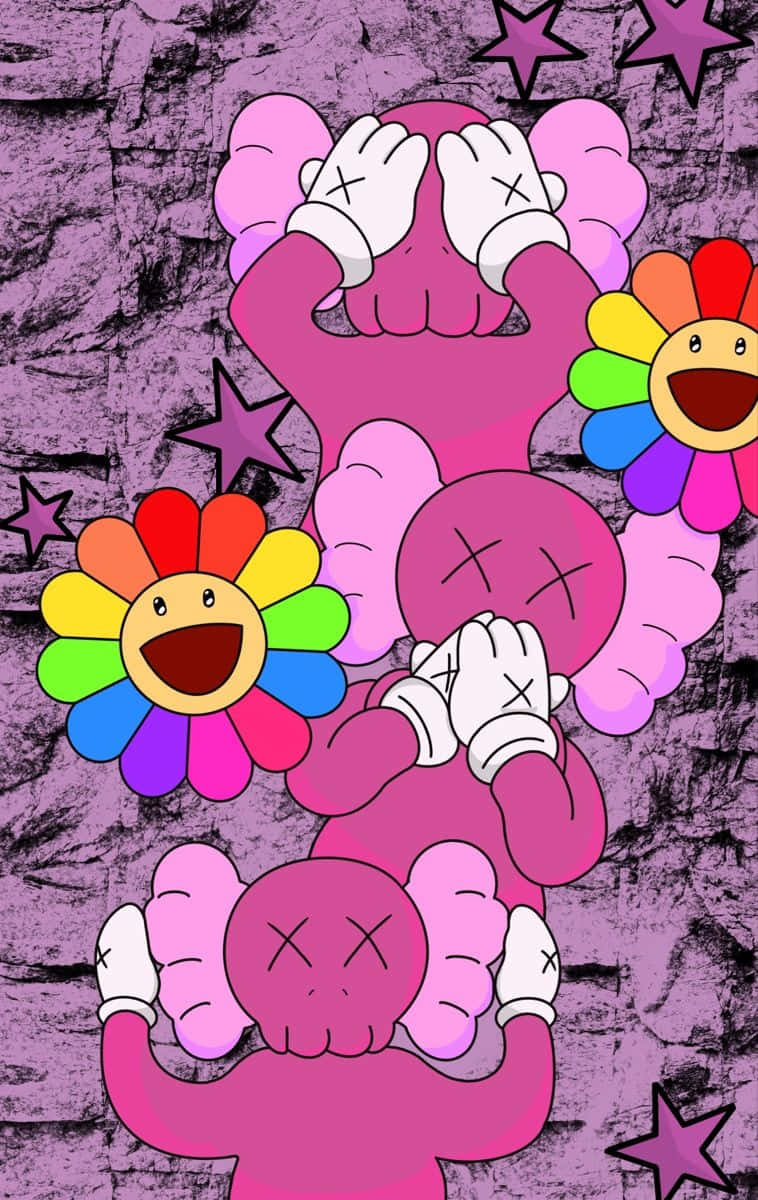 Pink Kaws, KAWS, X eyes, SD Phone Wallpaper