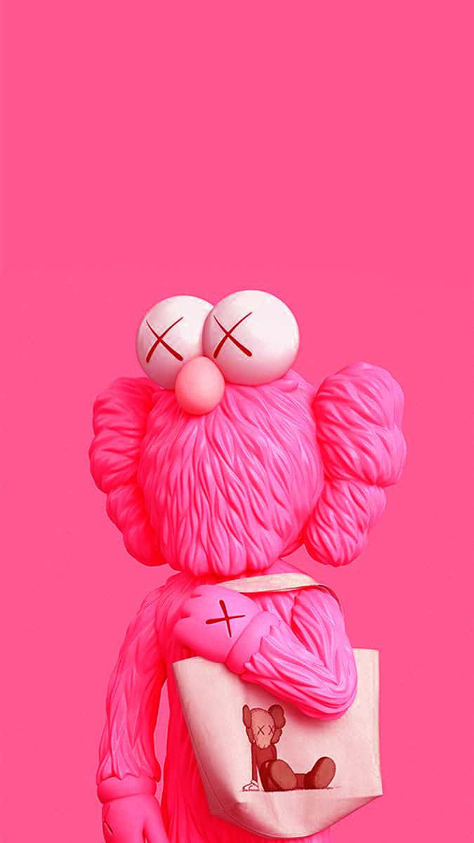 Pink Kaws, X'd eyes, textured hair, SD Phone Wallpaper