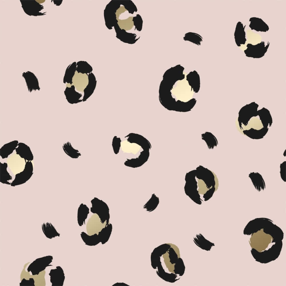 pink background, black and gold brushstroke leopard spots, repeating pattern, SD Desktop Wallpaper