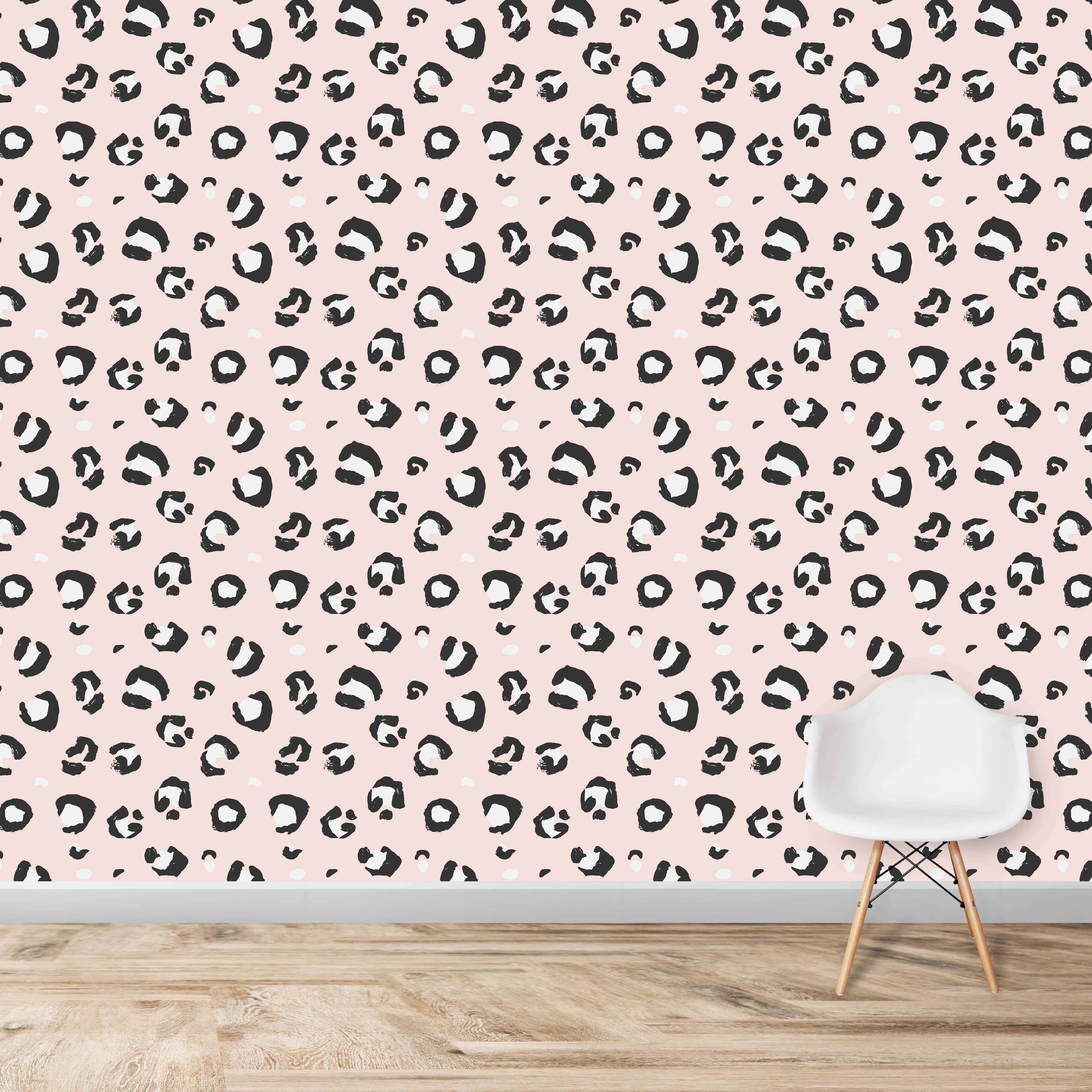 Pink Leopard Print, pink wall, black leopard print pattern, 4K Desktop Wallpaper
