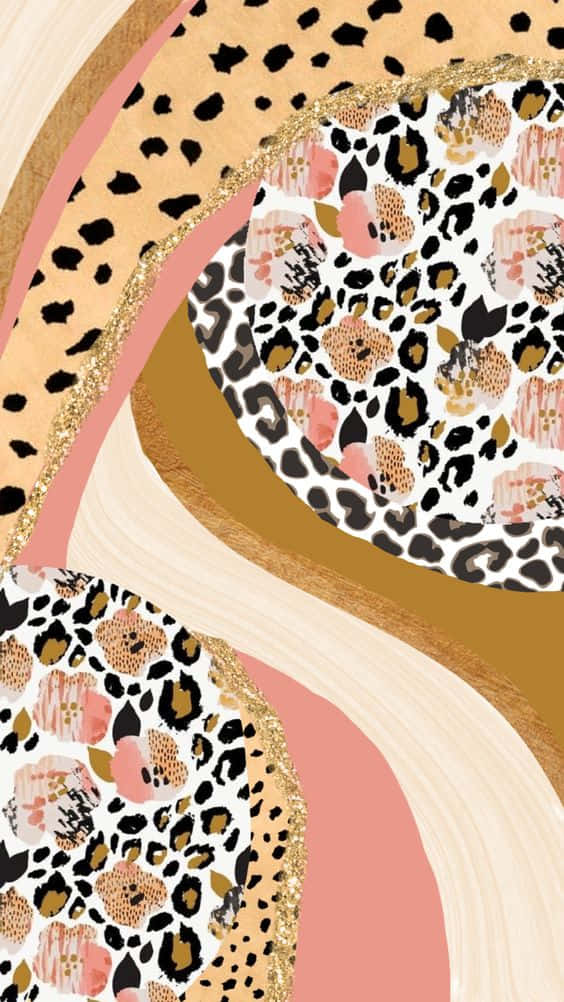 pink leopard print, gold leopard print, floral patterns, SD Phone Wallpaper