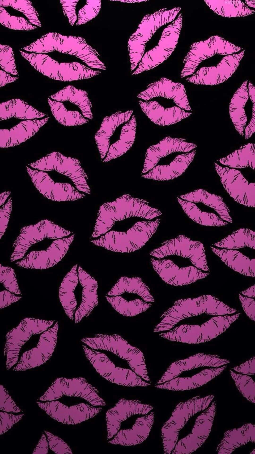 Pink Lips, vibrant pink, black background, Full HD Phone Wallpaper