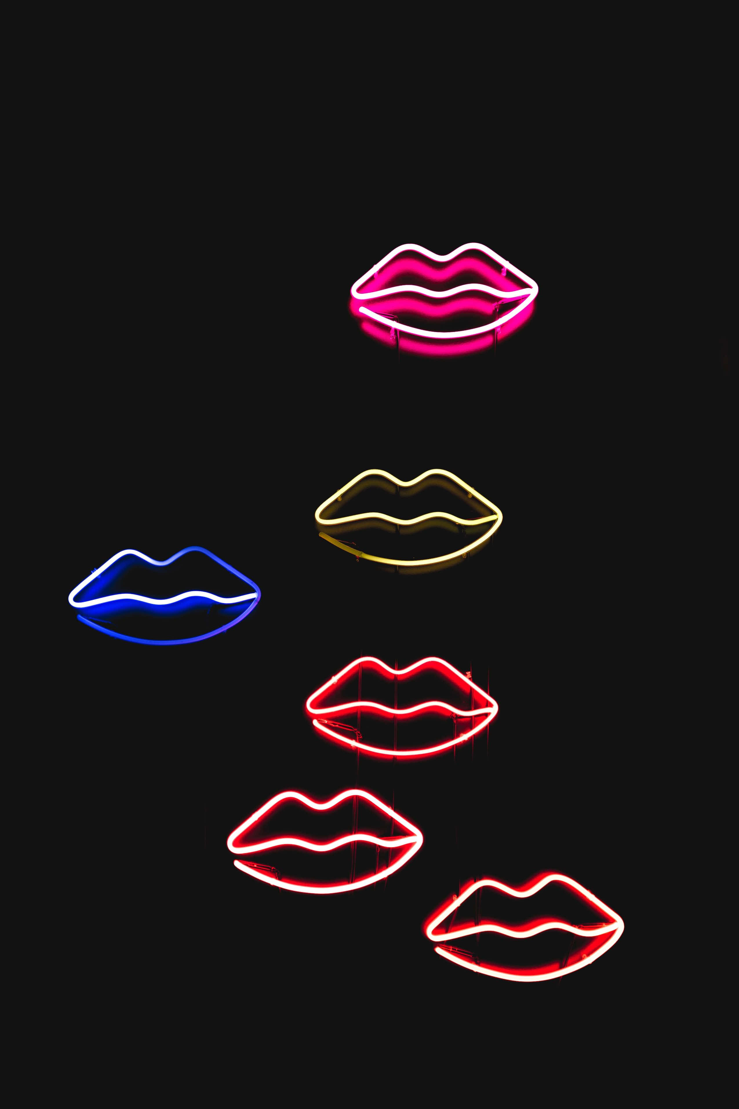 Pink Lips, neon lips, pink, 2K Phone Wallpaper