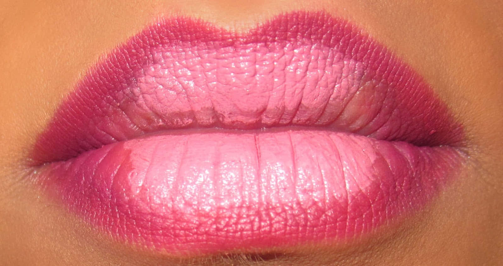 Pink Lips, glossy fuchsia lipstick, skin texture, HD Desktop Wallpaper