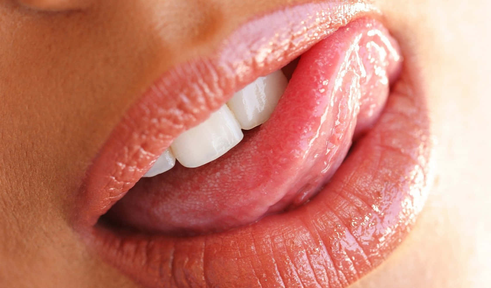 glossy lips, tongue out, slightly parted lips, HD Desktop Wallpaper