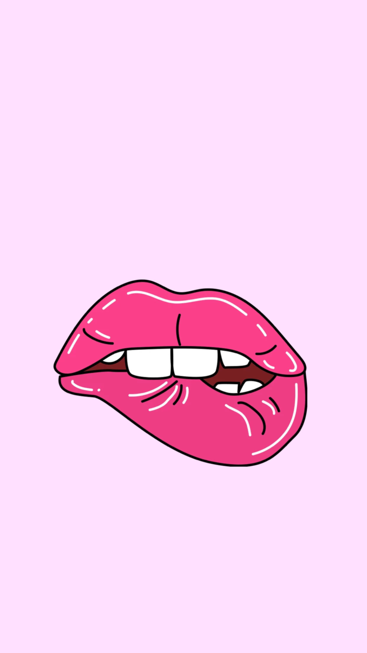 Aesthetic Biting Pink Lips, bold cartoon lips, white teeth, Full HD Phone Wallpaper