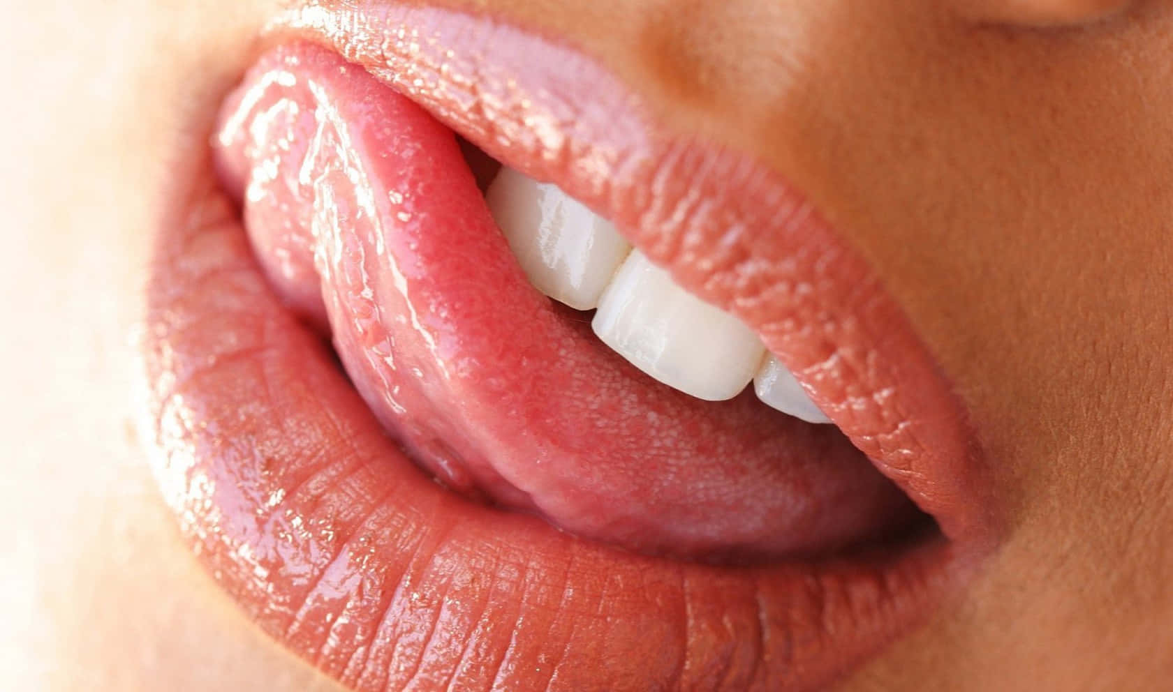 glossy lips, tongue out, mouth, HD Desktop Wallpaper