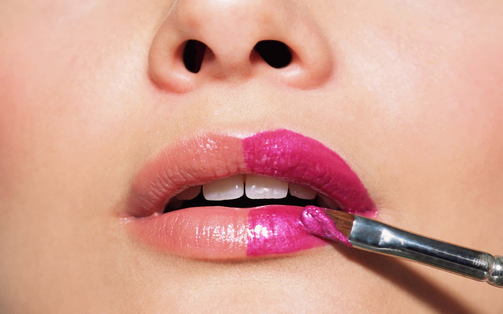 pink lips, nude, brush, HD Desktop Wallpaper