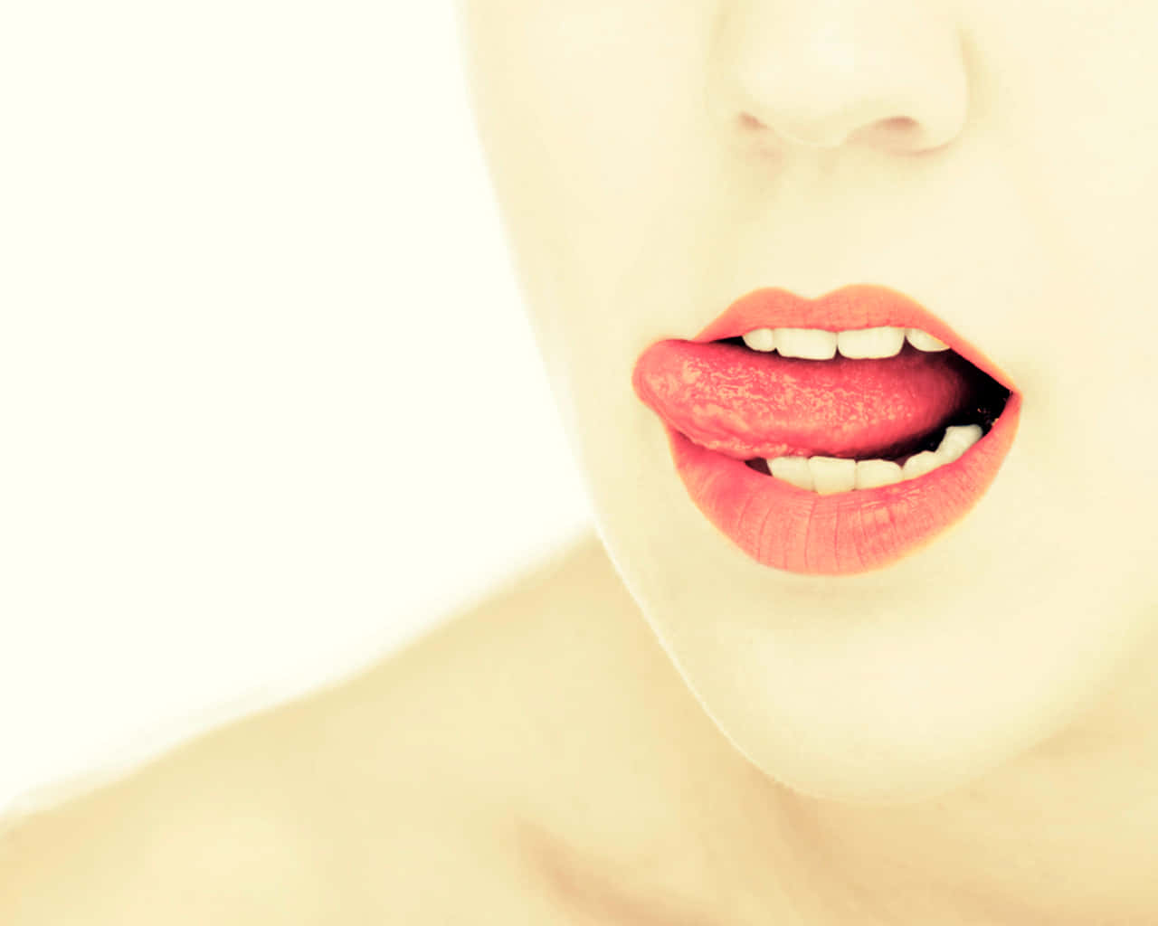 Pink Lips, red lips, tongue sticking out, HD Desktop Wallpaper