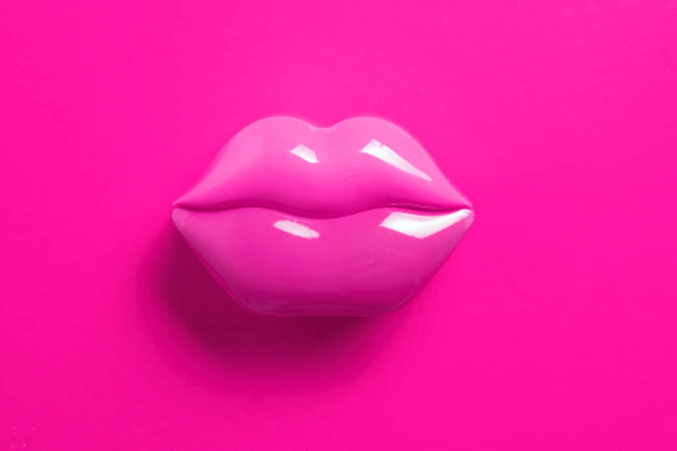 pink lipstick, glossy pink lips, vibrant fuchsia background, HD Desktop Wallpaper