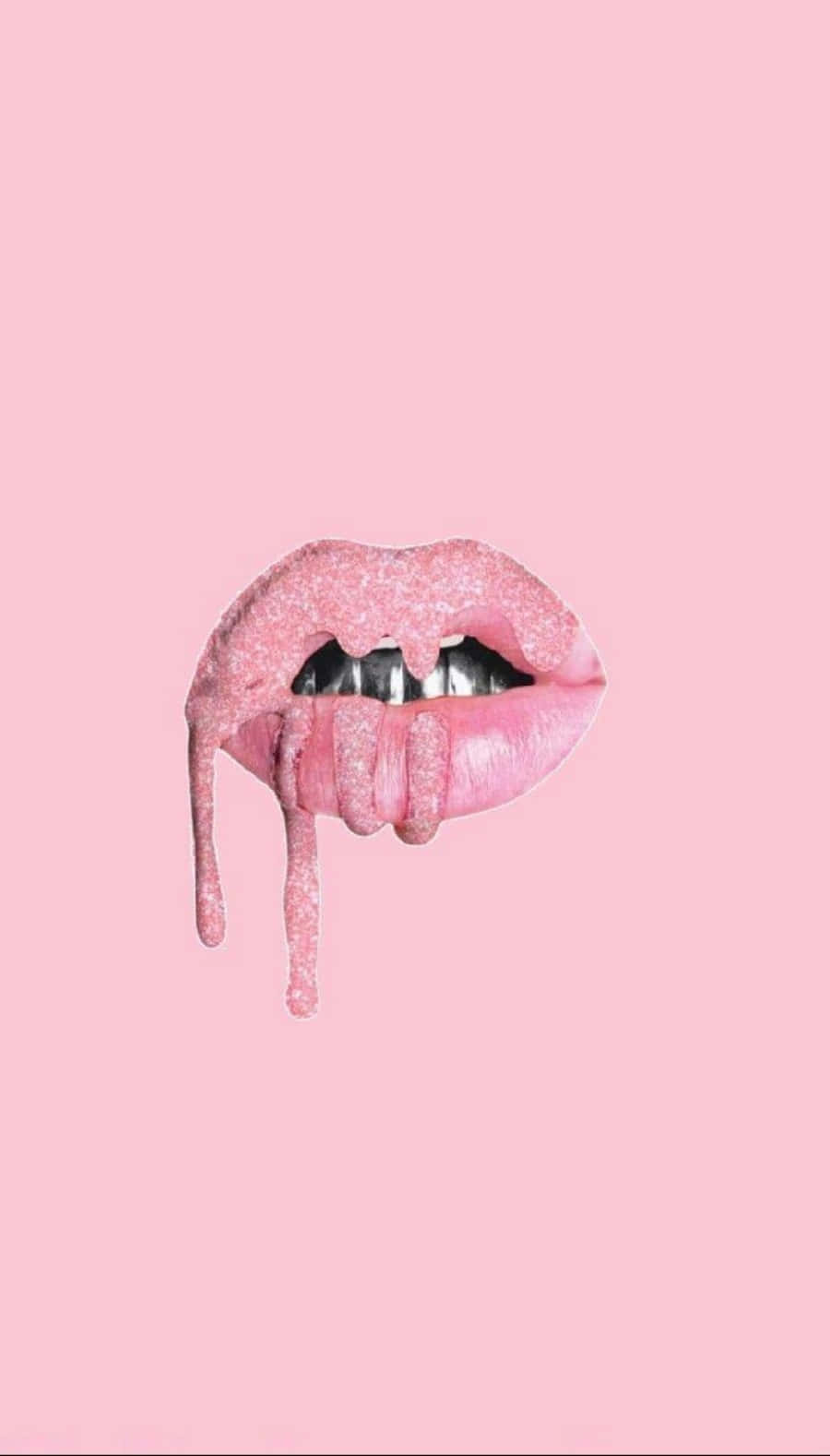 Pink Lipstick, glittery pink lips, metallic teeth, HD Phone Wallpaper