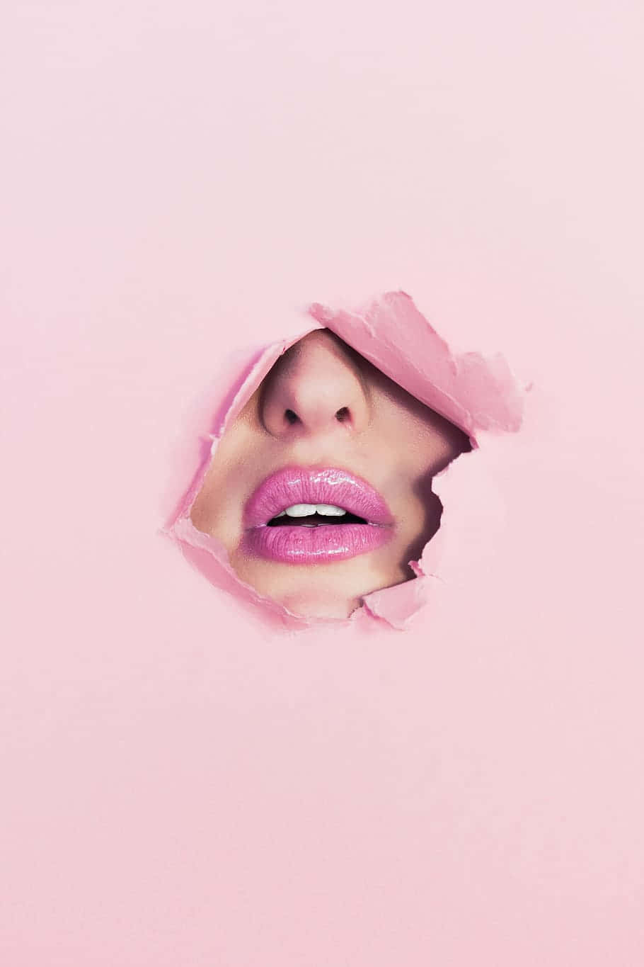 pink lipstick, glossy pink lipstick, torn pink paper, HD Phone Wallpaper