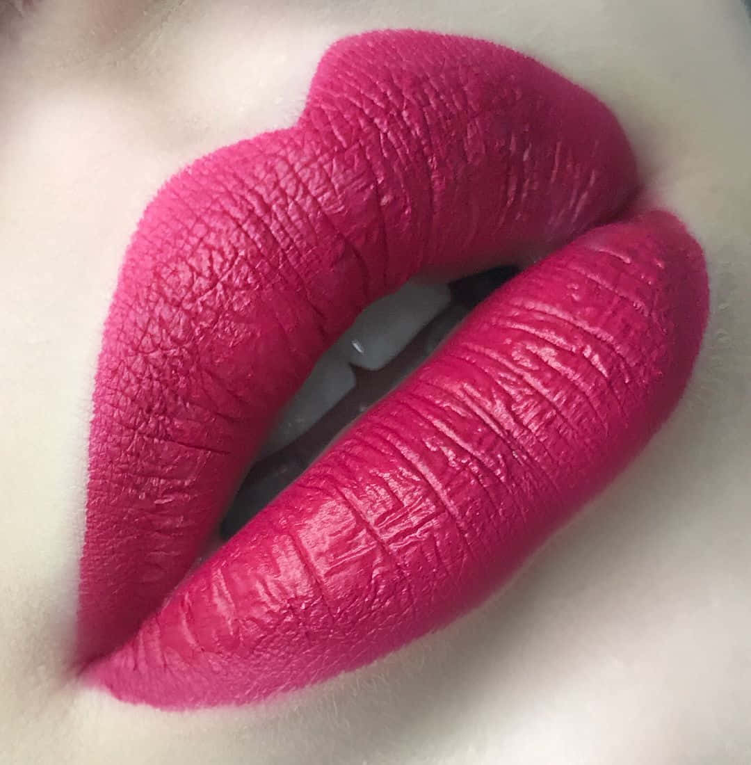 Pink Lipstick, fuchsia matte lipstick, fine skin texture, SD Phone Wallpaper