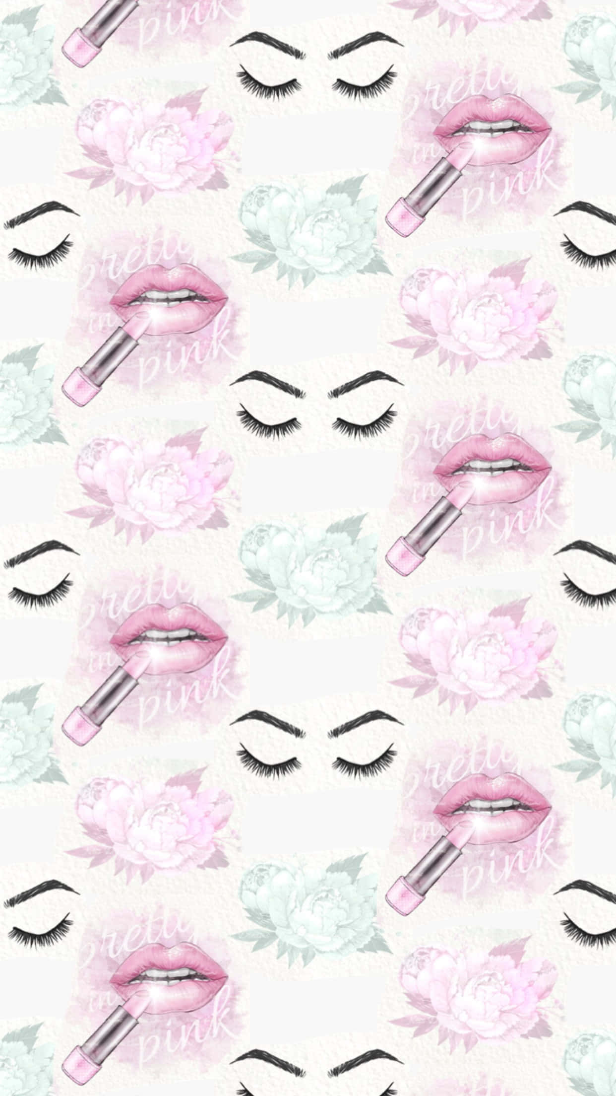 pink lips, lipstick tubes, closed eyes, Full HD Phone Wallpaper