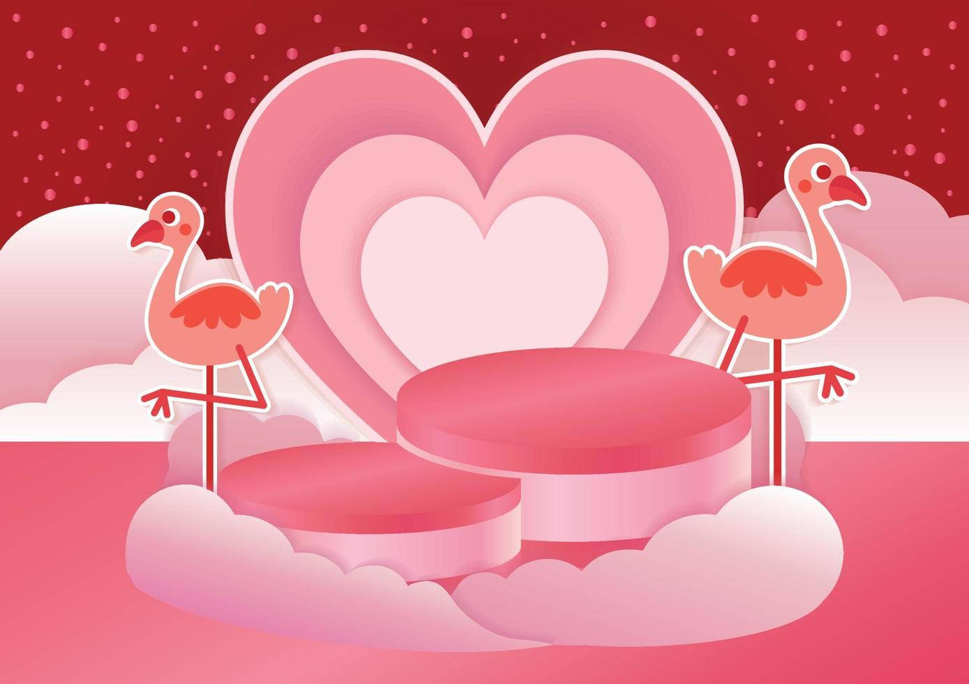 Pink Love Birds, hearts, cloud platforms, HD Desktop Wallpaper