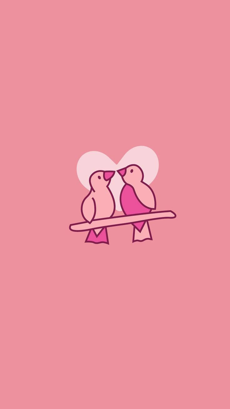 Pink Love Birds, heartmark, soft pink background, HD Phone Wallpaper