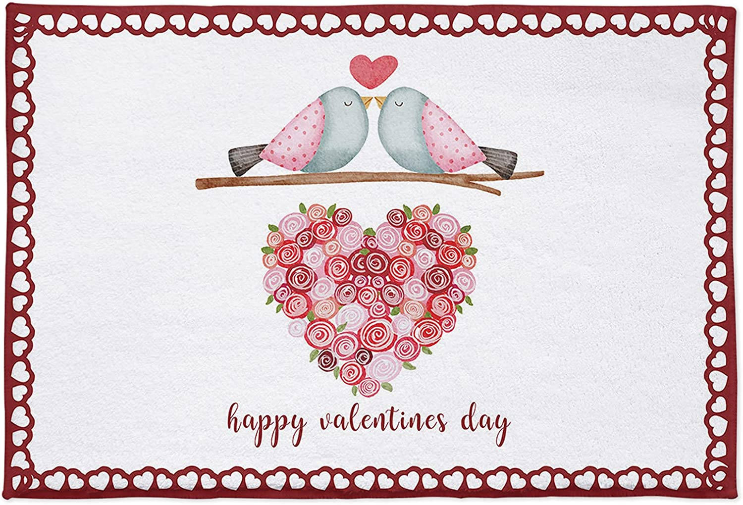 Pink Love Birds, Valentine's Day, heart-shaped rose bouquet, HD Desktop Wallpaper