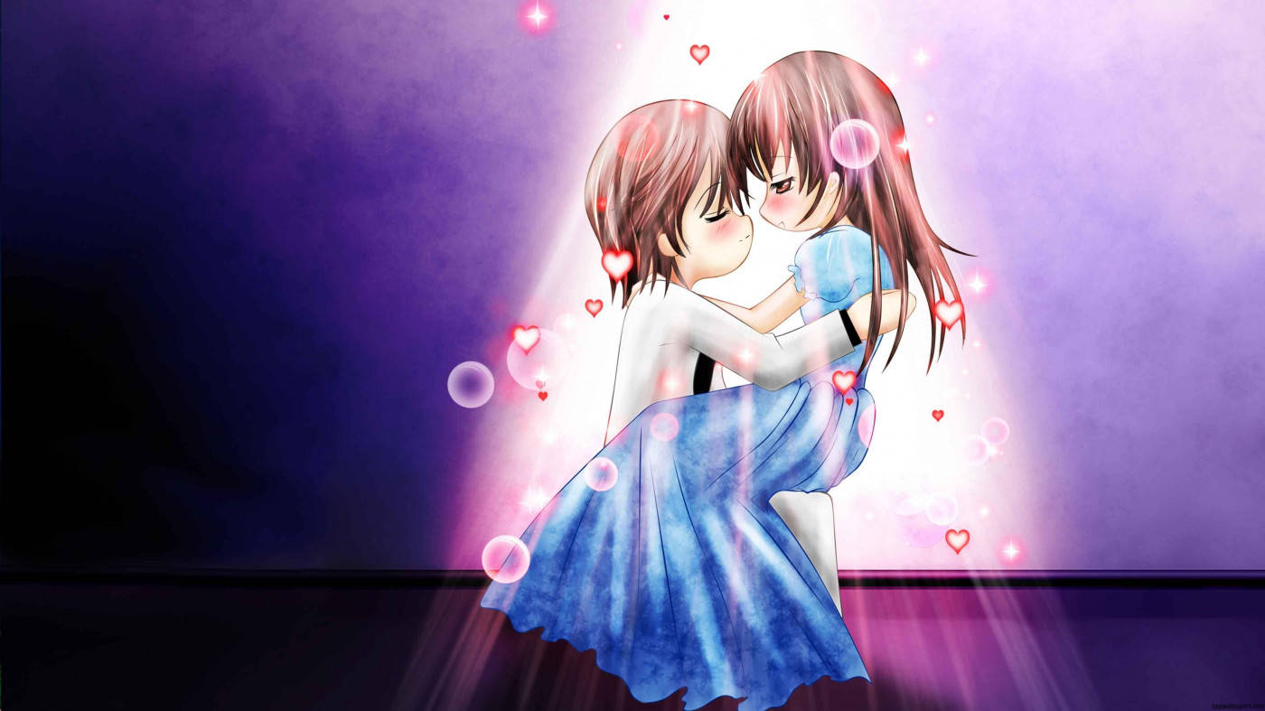 Colorful Love Birds, anime girls, glowing purple light, HD Desktop Wallpaper
