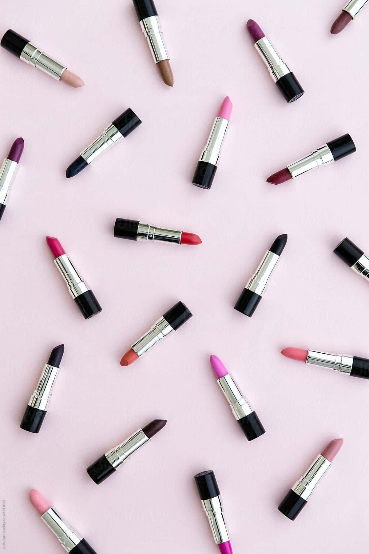 pink makeup, colorful lipstick tubes, soft pink background, HD Phone Wallpaper